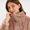 Veste pyjama effet polaire col montant beige femme grande taille