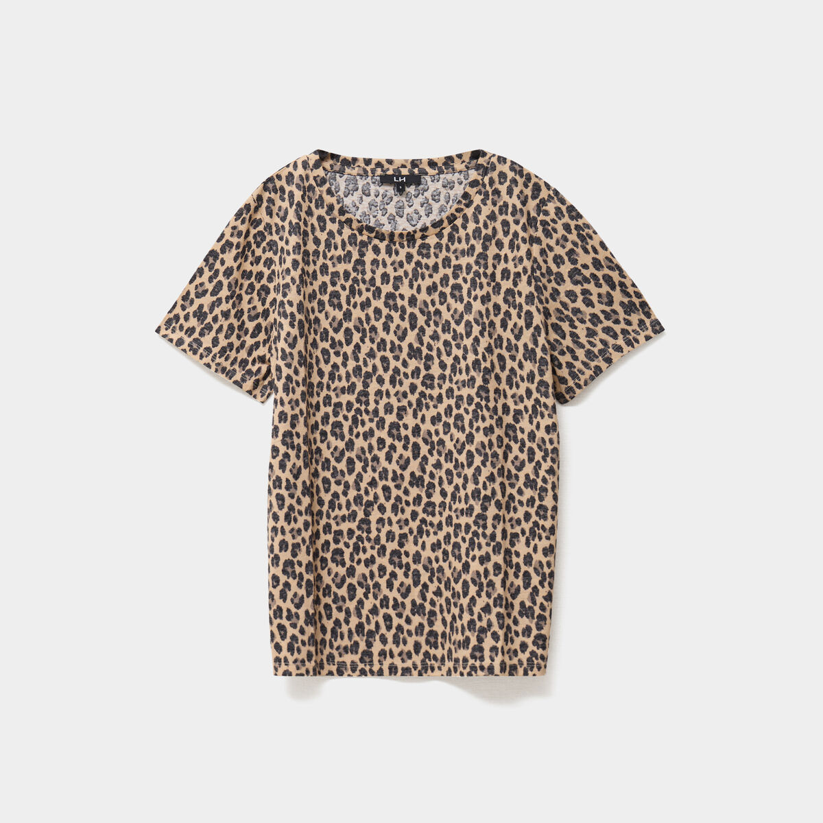 T-shirt manches courtes m&eacute;lange lin beige clair femme