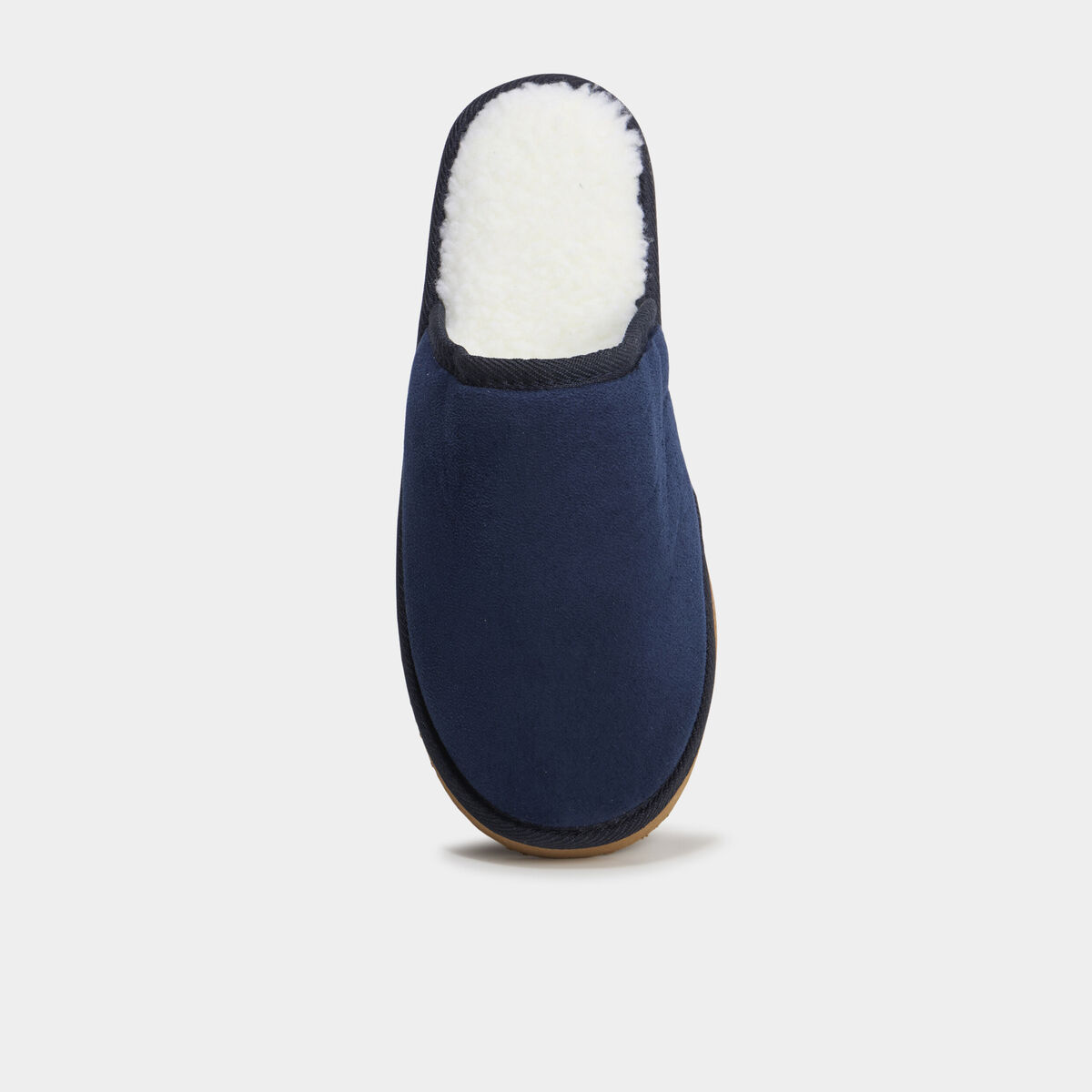 Chaussons mules doublure effet polaire bleu marine homme
