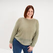 Pull manches longues col rond vert kaki femme grande taille