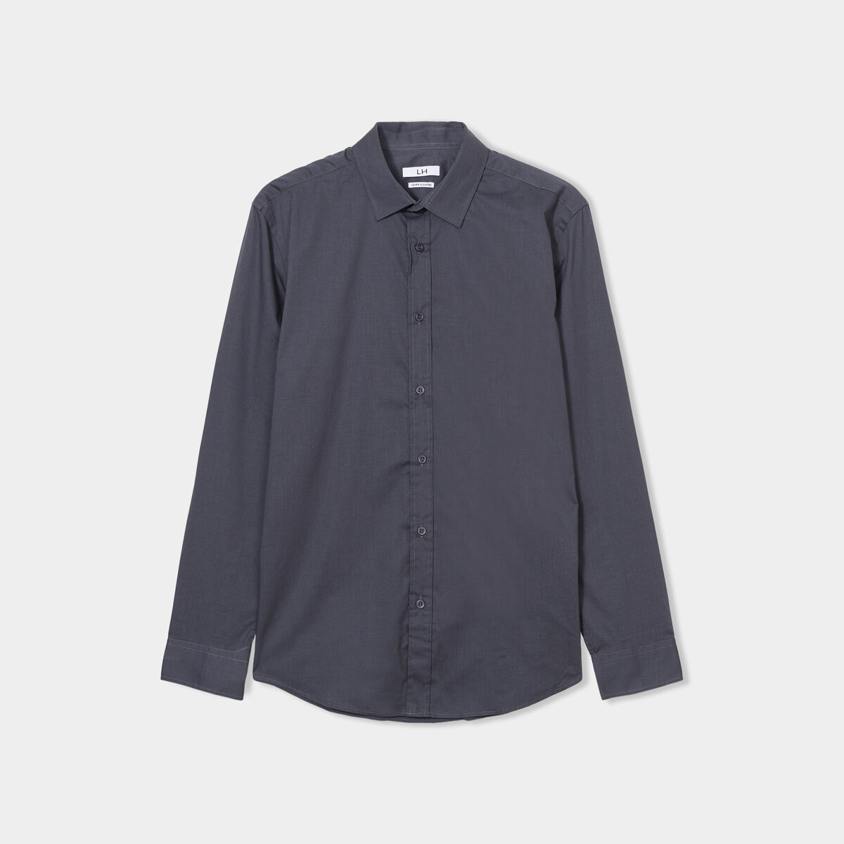 Chemise stretch manches longues gris homme