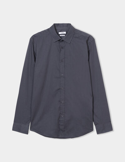Chemise stretch manches longues gris homme