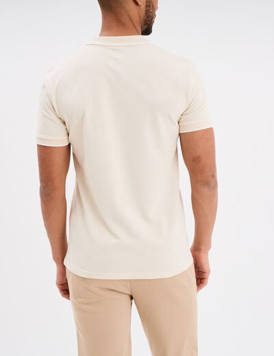 Polo droit manches courtes coton ecru homme