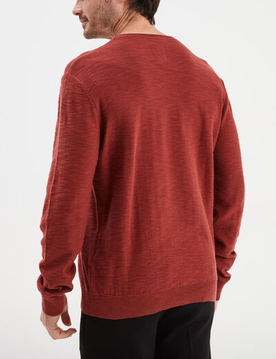 Pull col tunisien coton Liberto rouge foncé homme