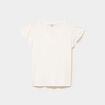 T-shirt droit manches courtes &agrave; volants blanc femme