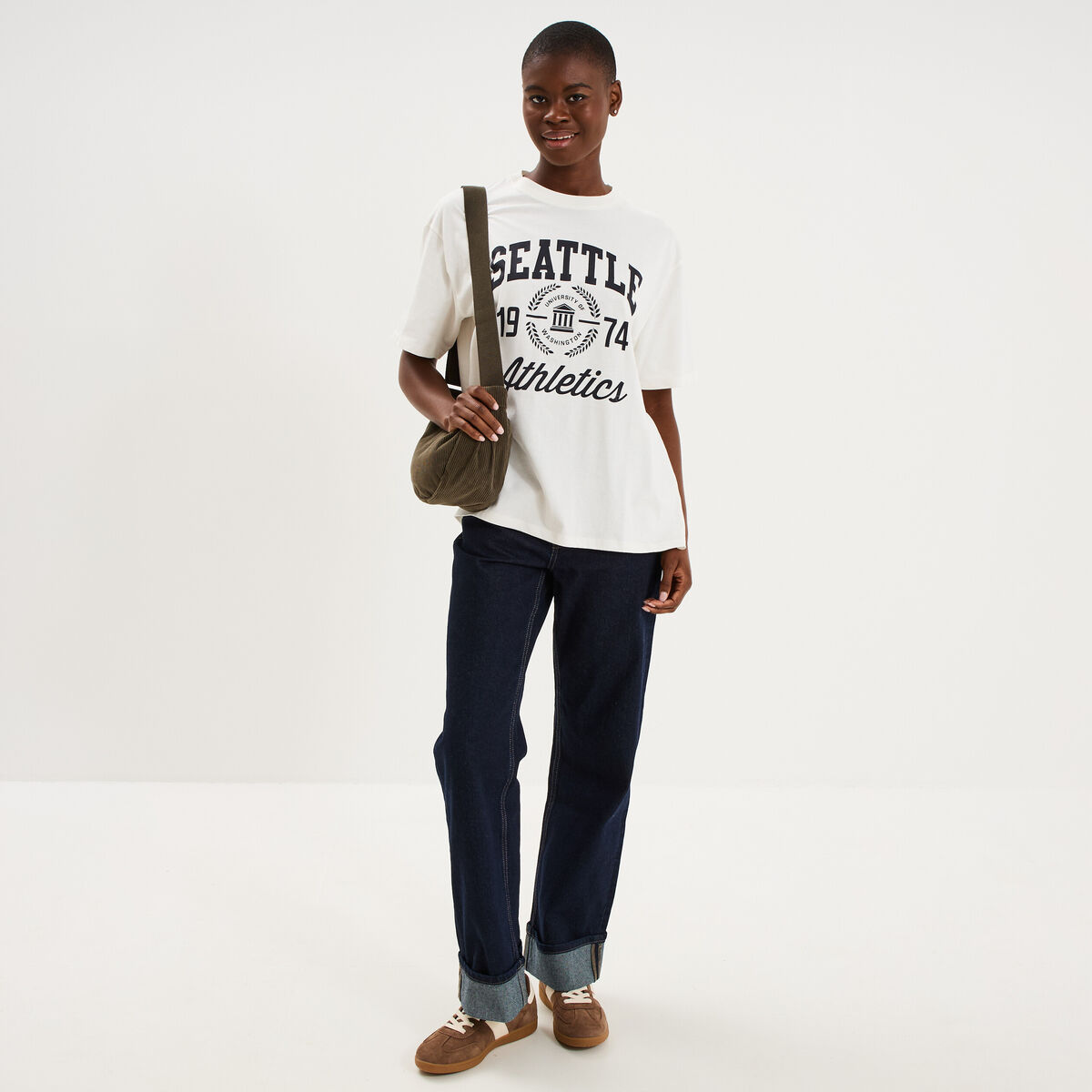 T-shirt oversize manches courtes coton blanc femme