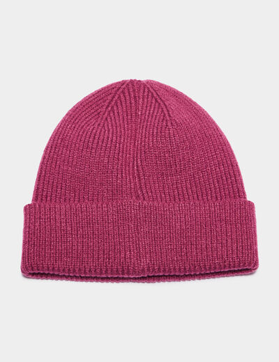 Bonnet tricoté avec bord à revers Creeks prune femme
