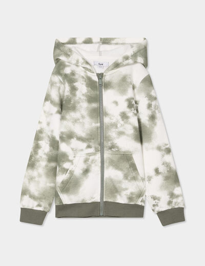 Sweat à capuche zippé vert kaki garçon