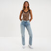 D&eacute;bardeur avec dentelle col en V beige moyen femme