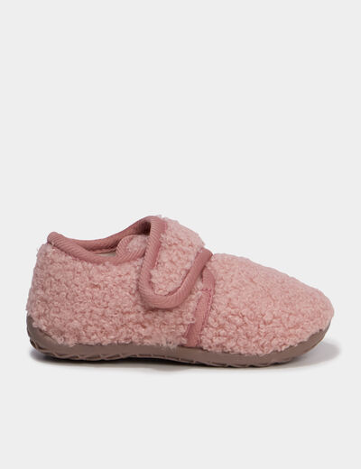 Chaussons effet bouclette rose b&eacute;b&eacute; fille