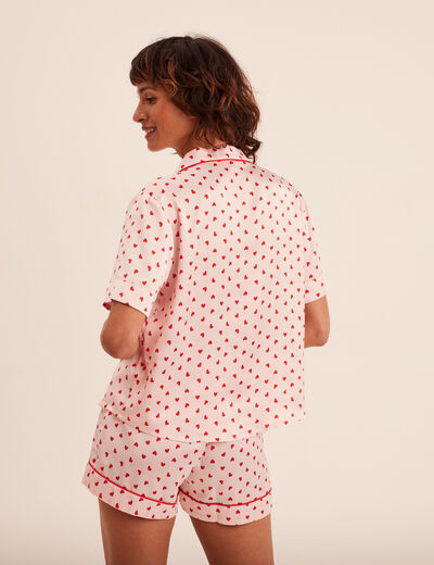 Ensemble pyjama short soyeux 2 pièces rose clair femme