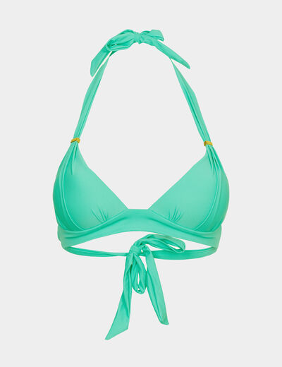 Haut de maillot de bain forme triangle vert turquoise femme