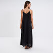 Robe longue fluide bretelles noir femme