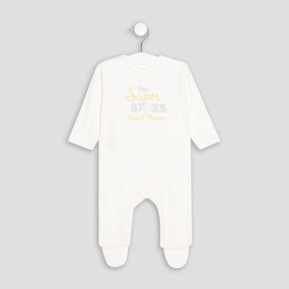 dors bien velours manches longues ivoire bebe Dors-bien velours manches longues ivoire bébé