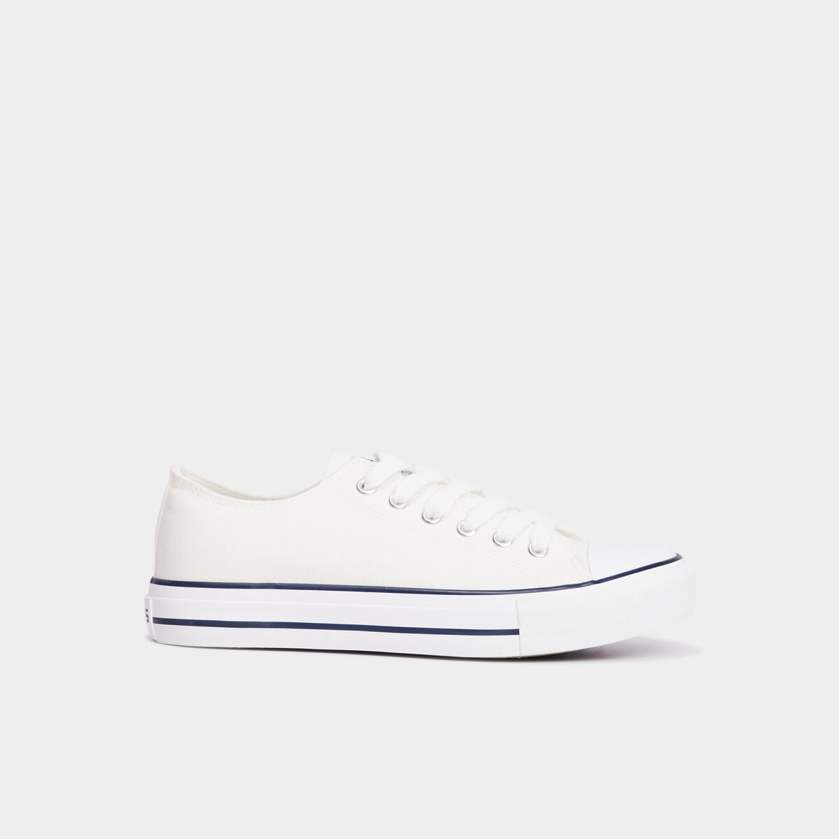 Tennis en toile &agrave; lacets blanc femme