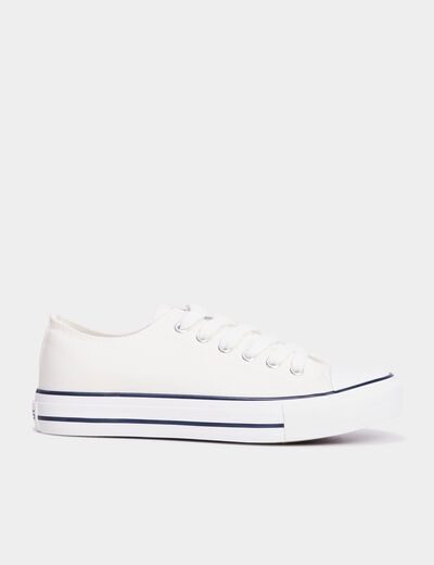 Tennis en toile &agrave; lacets blanc femme