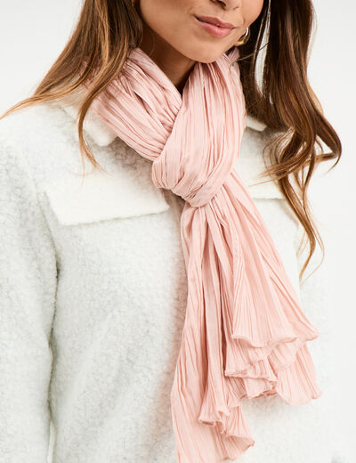 Foulard aspect froissé rose pastel femme