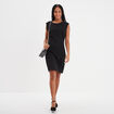 Robe courte dos ouvert avec bijou noir femme