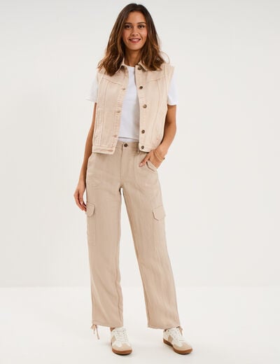 Veste en jean sans manches coton sable femme
