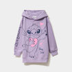 Sweat hoodie oversize à capuche Stitch parme fille
