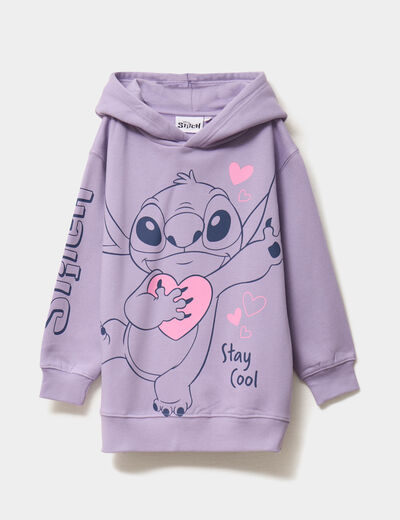 Sweat hoodie oversize à capuche Stitch parme fille