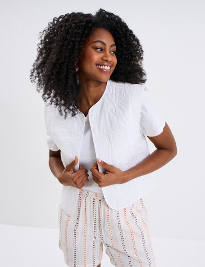 Gilet matelassé sans manches blanc femme