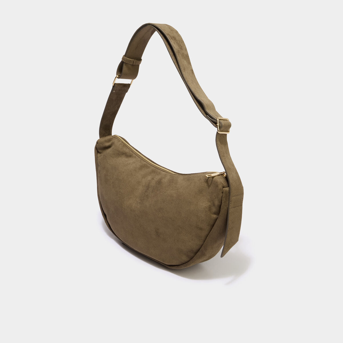 Sac banane effet su&eacute;dine vert kaki femme