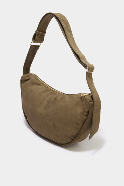 Sac banane effet su&eacute;dine vert kaki femme