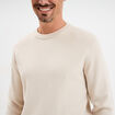 Pull col rond manches longues beige homme