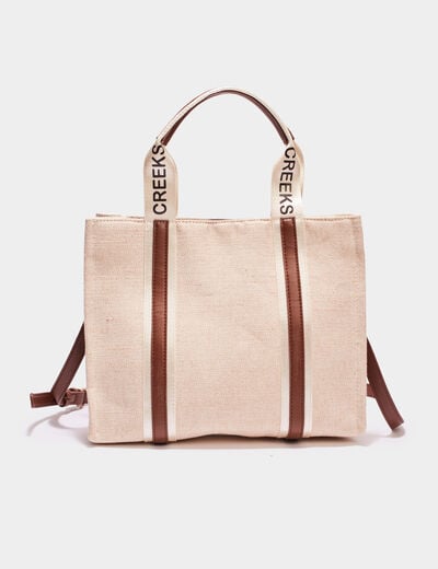 Sac &agrave; main avec bandouli&egrave;re sable femme