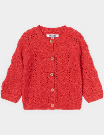 Gilet ajouré boutonné Creeks rouge foncé bébé fille