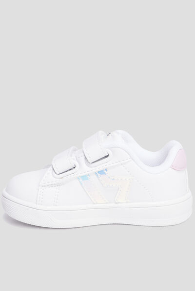 Tennis basses à scratchs Creeks Iconic blanc bébé fille