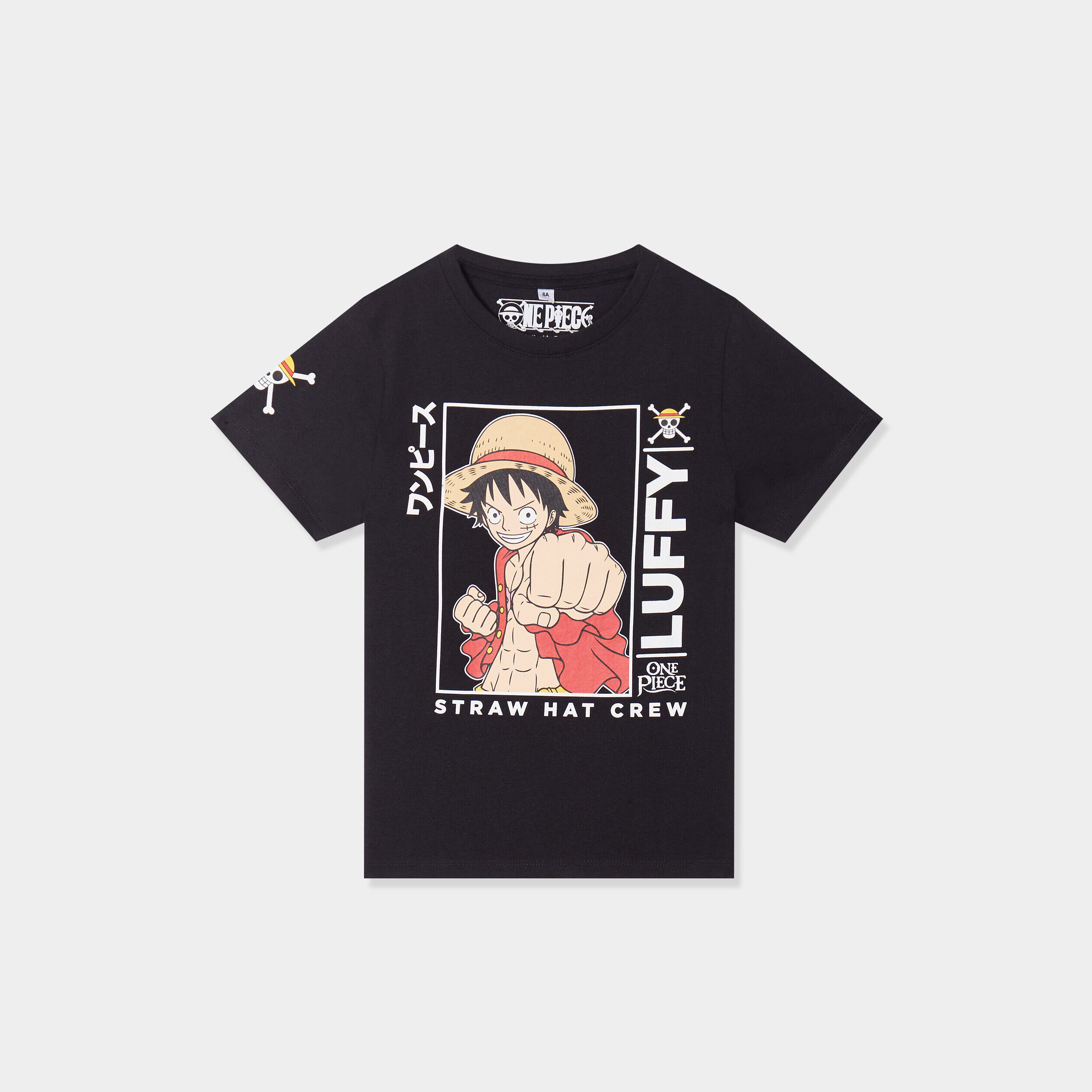 T-shirt manches courtes One Piece Luffy noir garçon