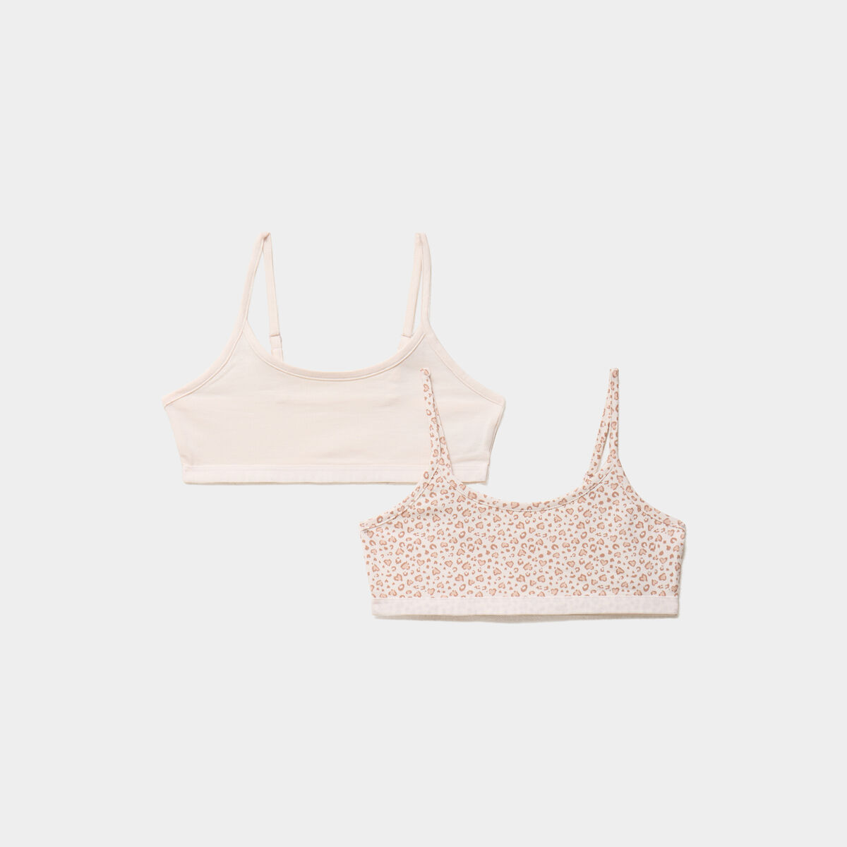 Lot 2 brassi&egrave;res coton stretch ecru fille