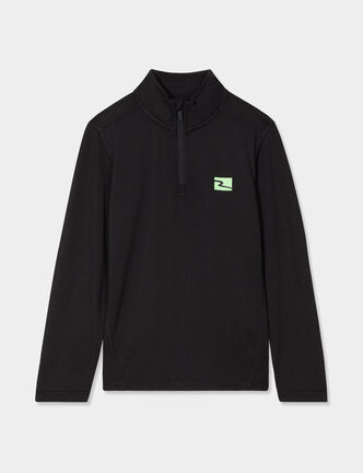 T-shirt sport col camionneur zipp&eacute; noir gar&ccedil;on