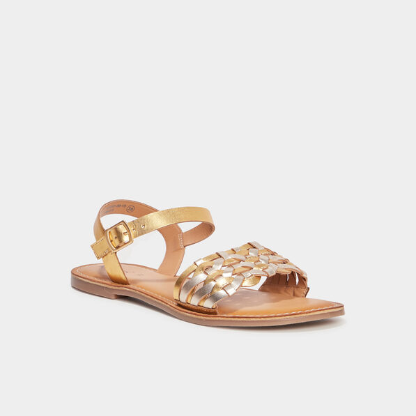 sandales en cuir kickers kickdash jaune or femme Sandales en cuir Kickers Kickdash jaune or femme