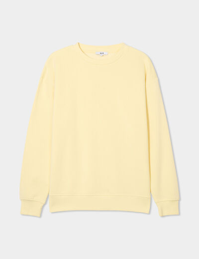 Sweat col rond manches longues jaune clair femme