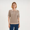 Pull col polo manches courtes beige clair femme