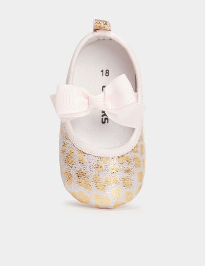 Bottons ballerines avec bride élastiquée jaune or bébé fille