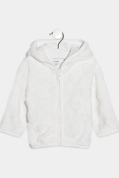 Gilet zippé à capuche ivoire bébé fille
