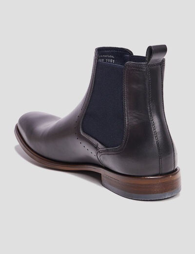 Boots chelsea en cuir noir homme