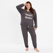 Ensemble pyjama manches longues 2 pièces gris foncé femme grande taille