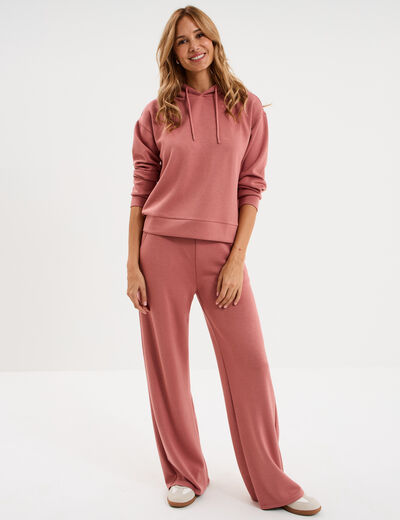 Pantalon de jogging large &eacute;lastiqu&eacute; vieux rose femme