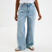 Jeans large coton denim double stone femme
