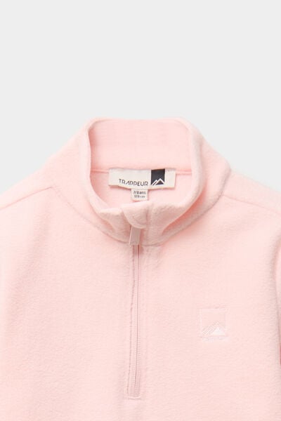 Sweat polaire col camionneur rose clair fille