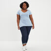 T-shirt col en V manches courtes coton bleu clair femme grande taille