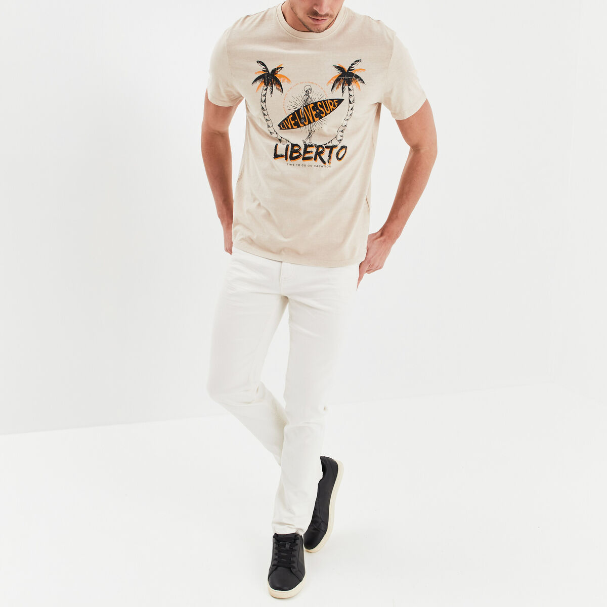 Jeans slim 5 poches denim blanc homme