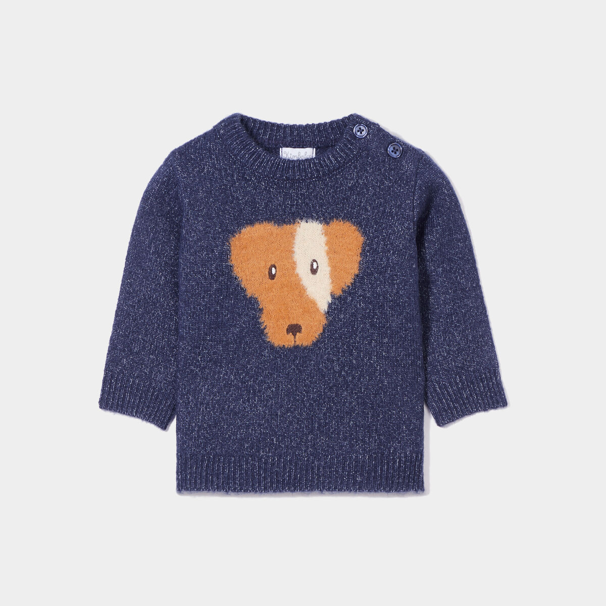 Pull droit épaule boutonnée Kimbaloo bleu marine bébé garçon