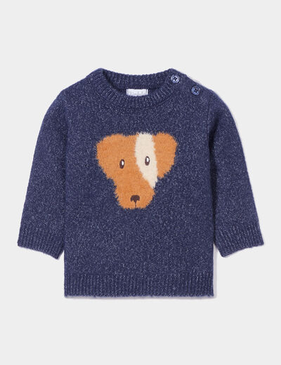 Pull droit épaule boutonnée Kimbaloo bleu marine bébé garçon