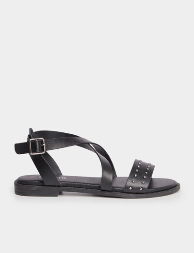 Sandales brides avec clous noir femme